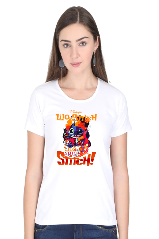 Women's Lilo Stitch Round Neck Half Sleeve