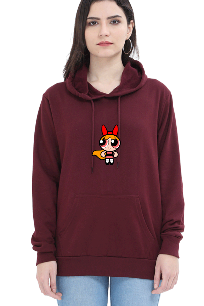 Women's Powerpuff Girls Graphic Printed Hooded Sweatshirt