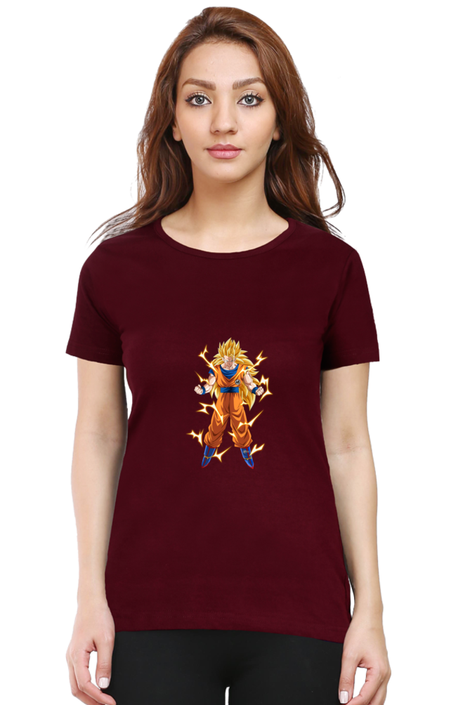 Women's Goku Print Round Neck Half Sleeve