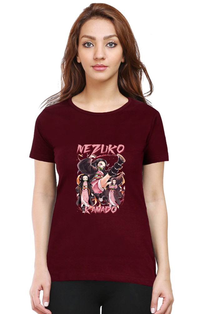 Women's Nezuko Round Neck Half Sleeve