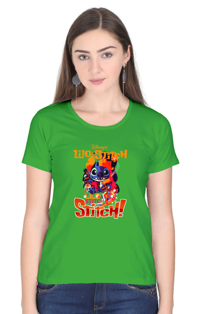 Women's Lilo Stitch Round Neck Half Sleeve
