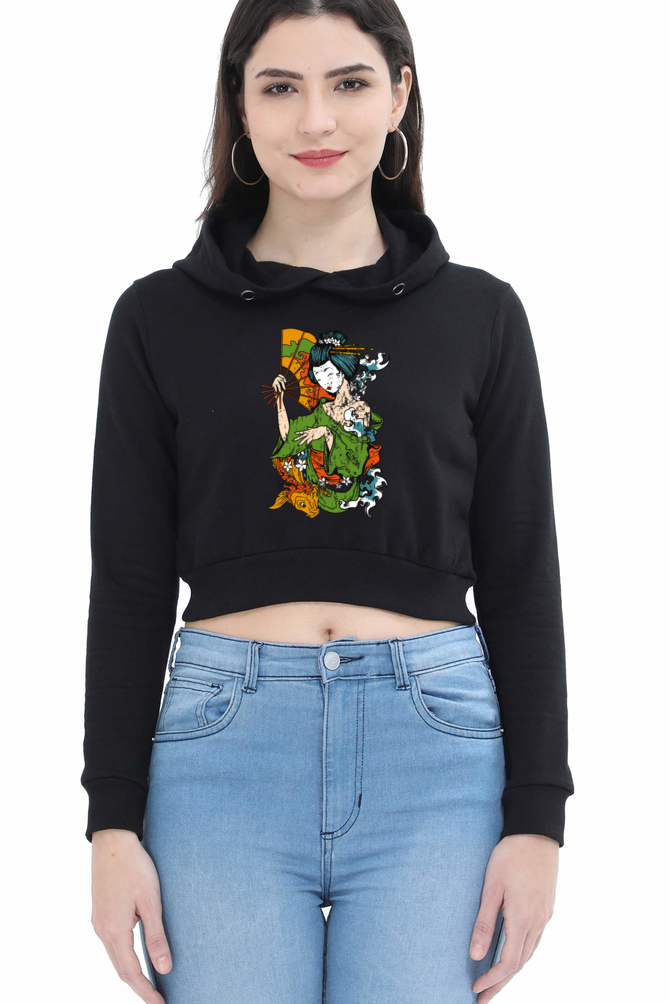 Women's Graphic Print Crop Hoodies