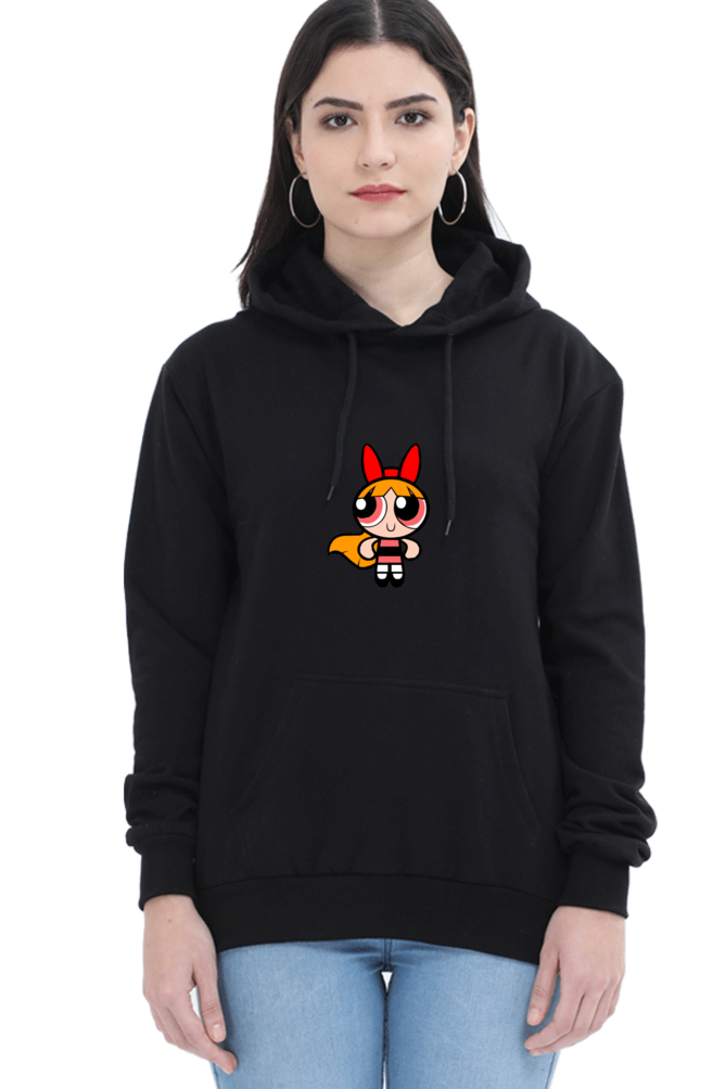 Women's Powerpuff Girls Graphic Printed Hooded Sweatshirt