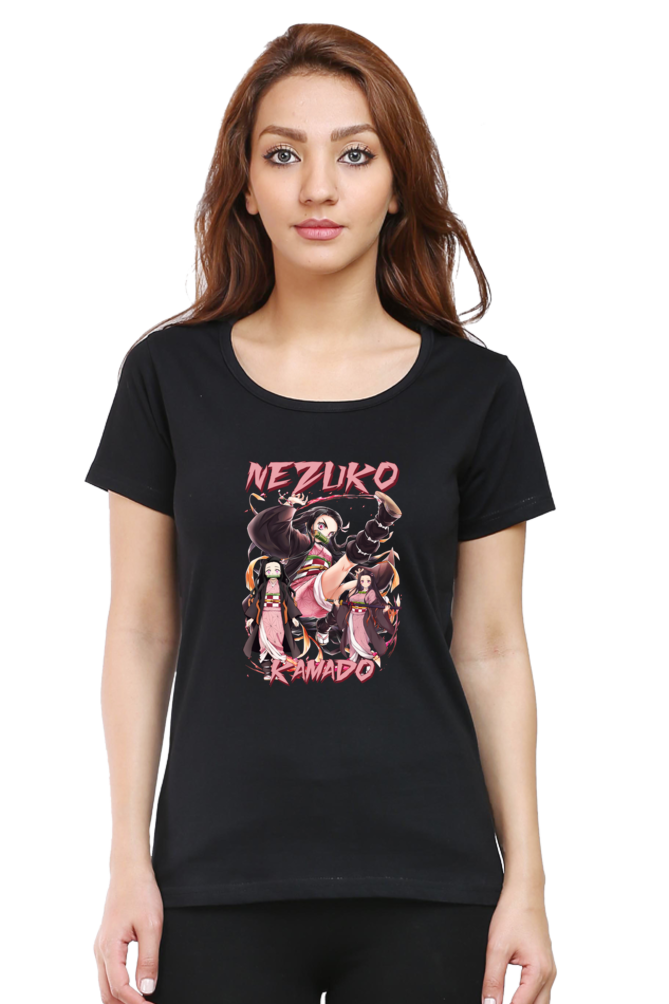Women's Nezuko Round Neck Half Sleeve