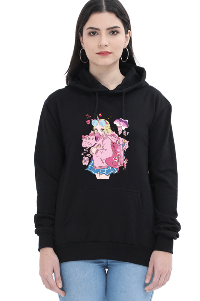 Women's Graphic Printed Hooded Sweatshirt