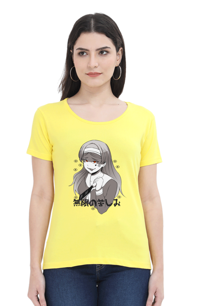 Women's Gothic Girl Print Round Neck Half Sleeve
