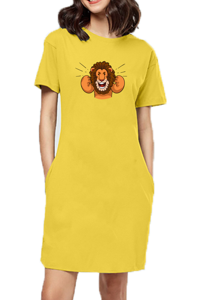 Women's Lion Print T-Shirt Dress