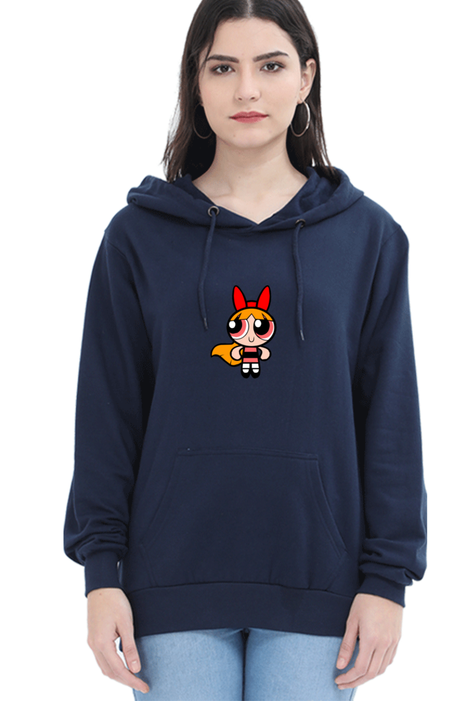 Women's Powerpuff Girls Graphic Printed Hooded Sweatshirt