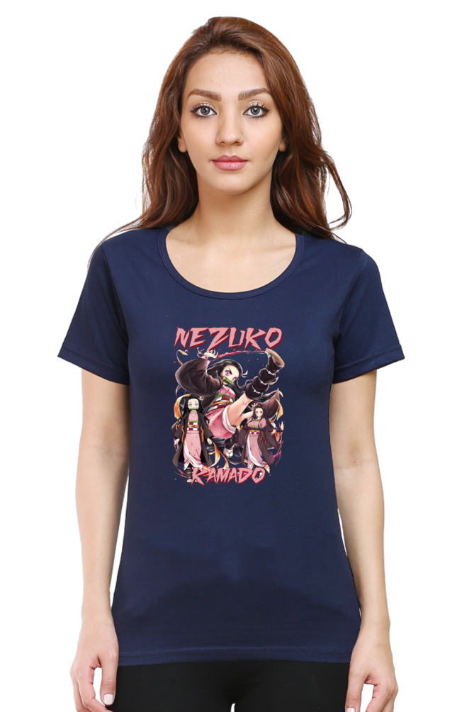 Women's Nezuko Round Neck Half Sleeve