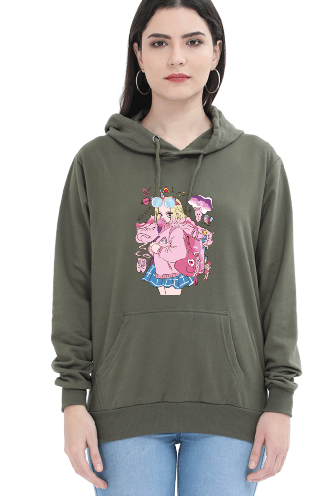 Women's Graphic Printed Hooded Sweatshirt