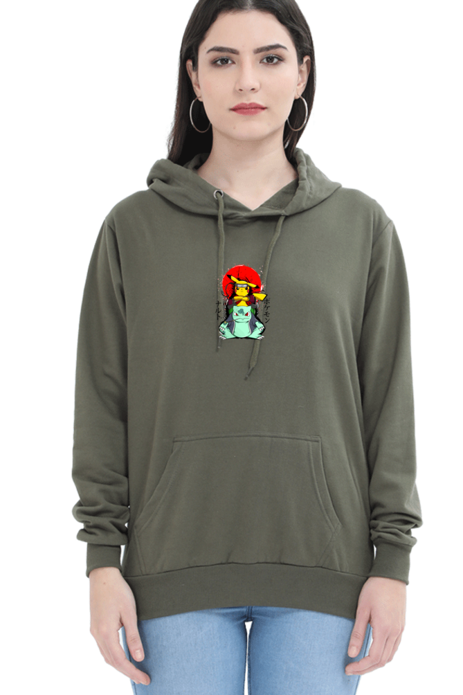 Women's Pokemon Graphic Printed Hooded Sweatshirt