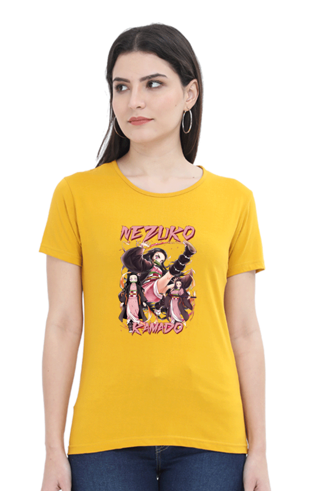 Women's Nezuko Round Neck Half Sleeve