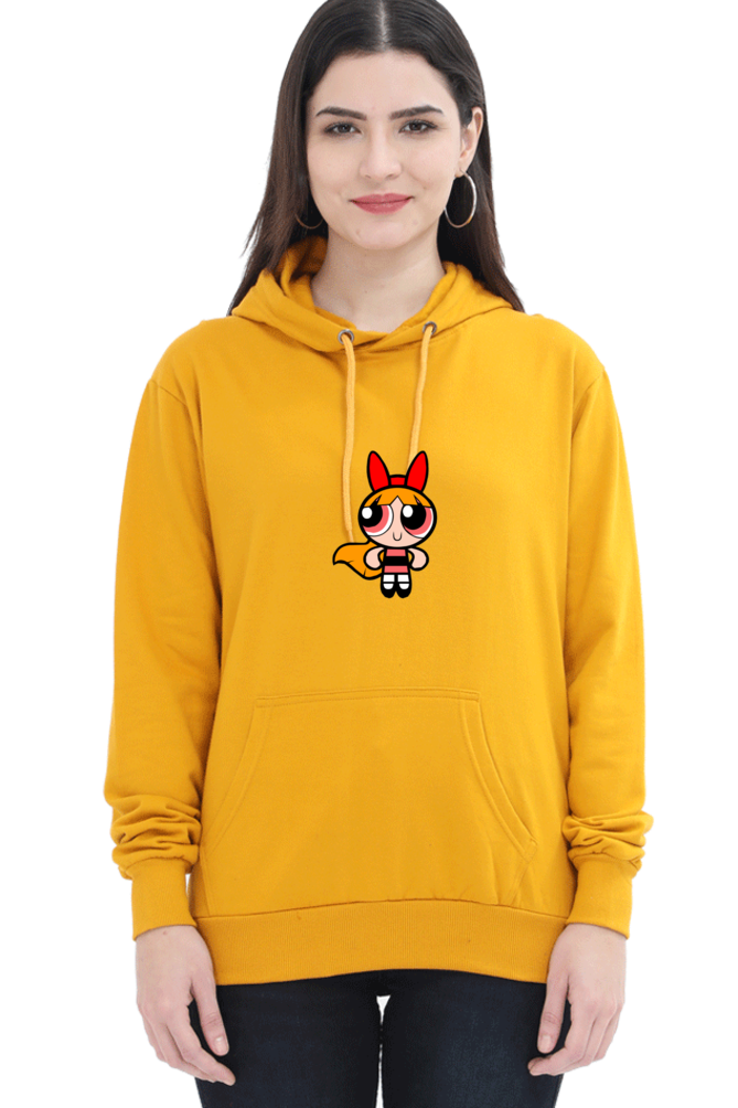 Women's Powerpuff Girls Graphic Printed Hooded Sweatshirt