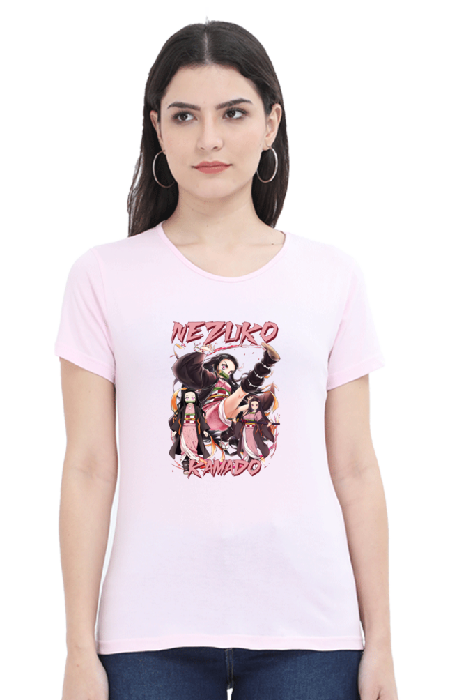 Women's Nezuko Round Neck Half Sleeve