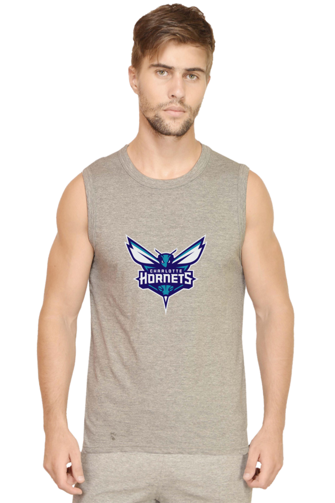 Men's Chralotte Hornets Graphic Printed Sleeveless Tank Top Gym Vest