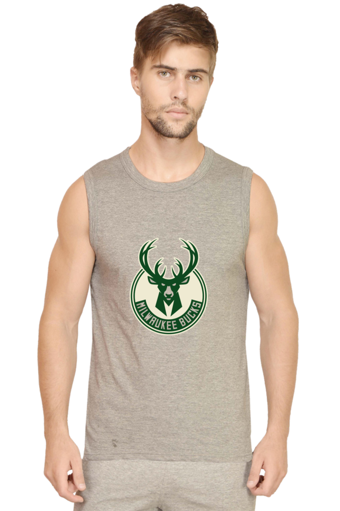 Men's Milwaukee Bucks Graphic Printed Sleeveless Tank Top Gym Vest