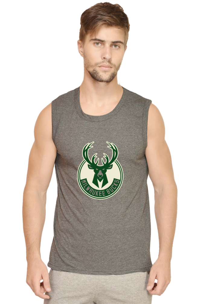 Men's Milwaukee Bucks Graphic Printed Sleeveless Tank Top Gym Vest
