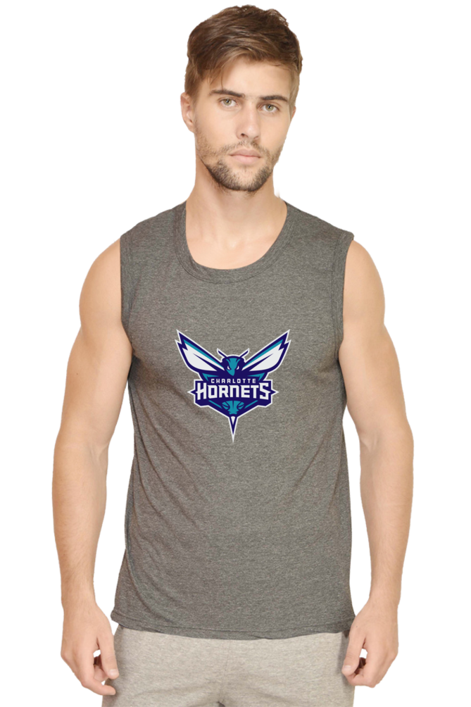 Men's Chralotte Hornets Graphic Printed Sleeveless Tank Top Gym Vest