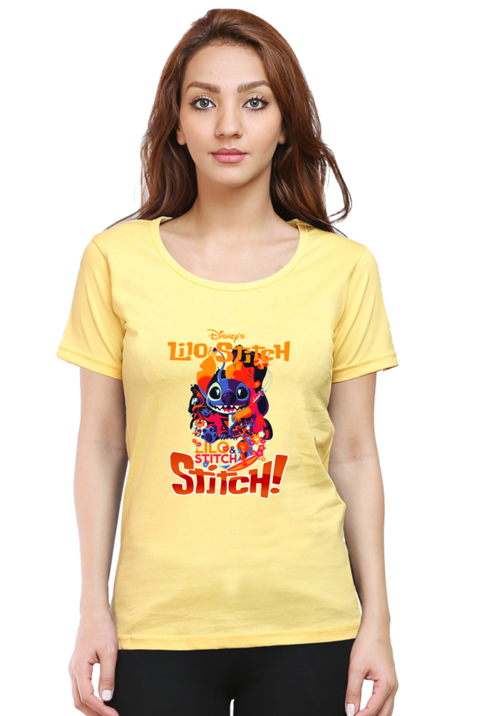 Women's Lilo Stitch Round Neck Half Sleeve