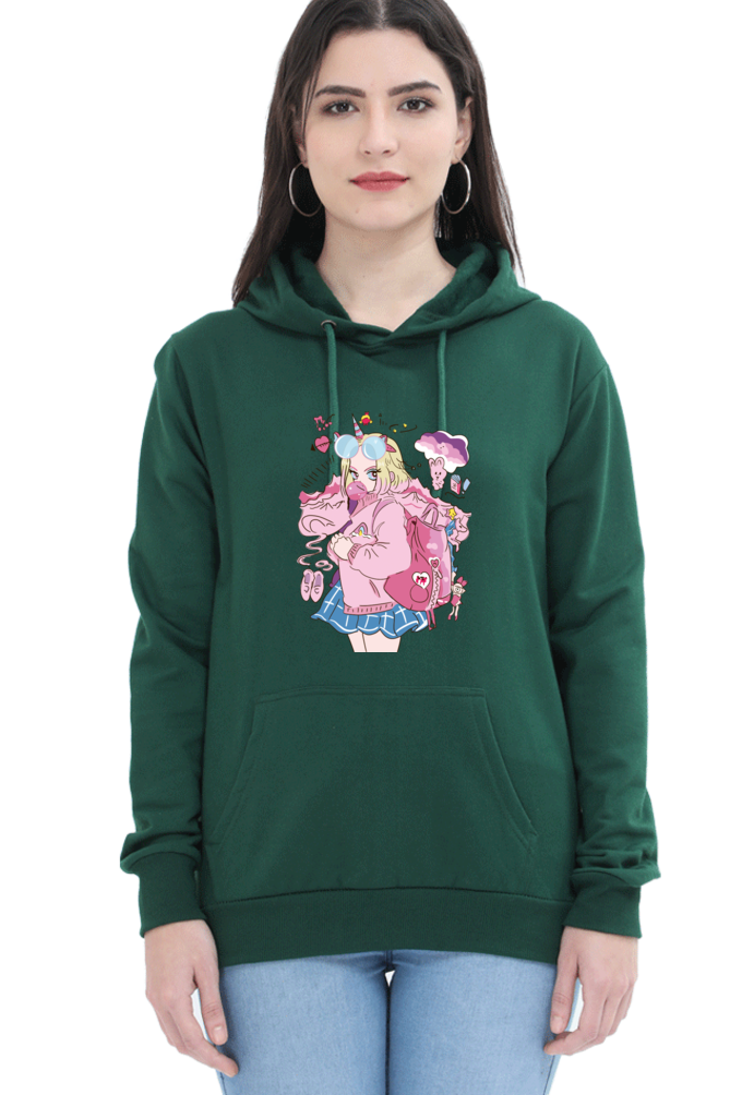 Women's Graphic Printed Hooded Sweatshirt
