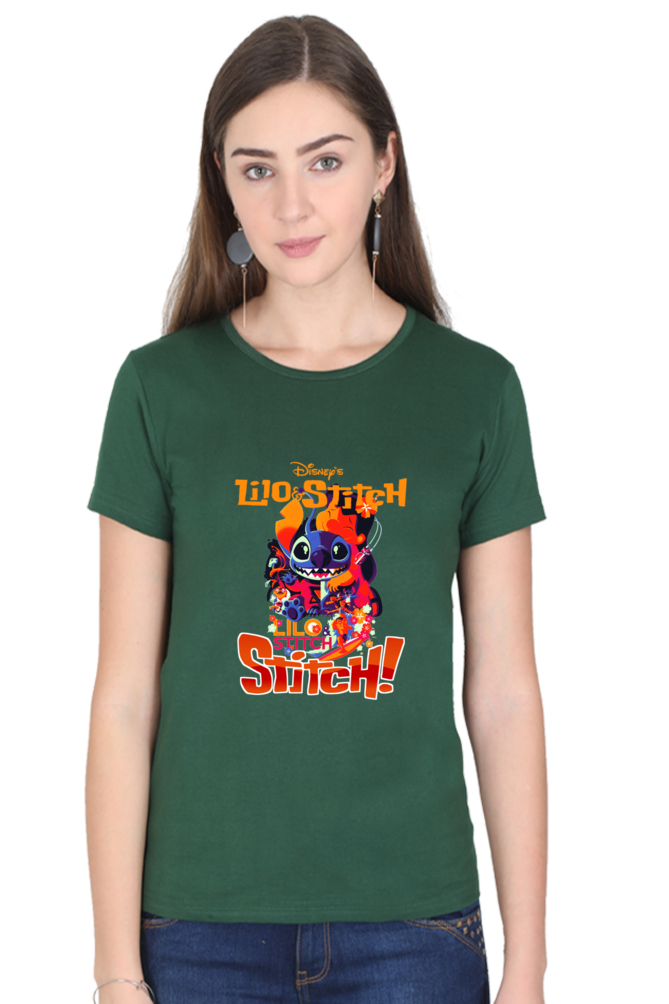 Women's Lilo Stitch Round Neck Half Sleeve