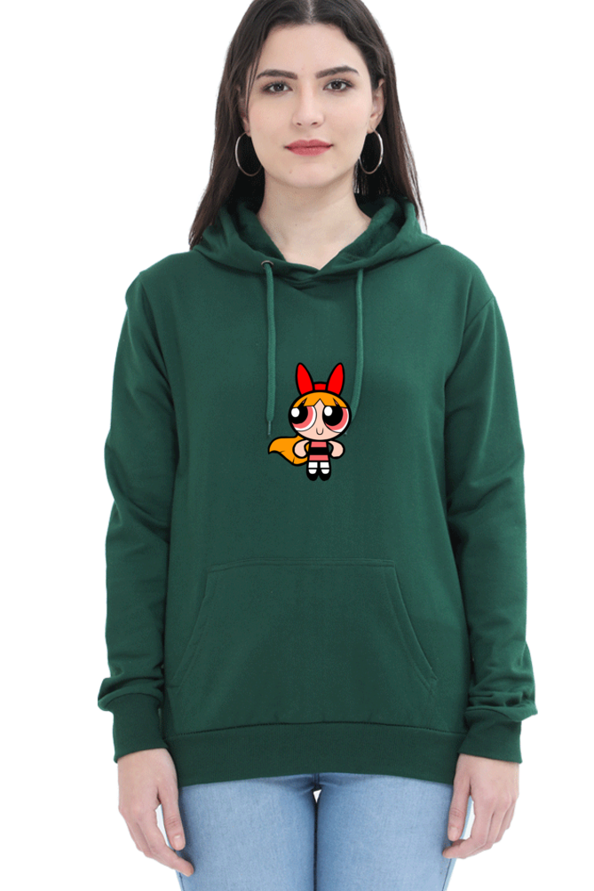 Women's Powerpuff Girls Graphic Printed Hooded Sweatshirt