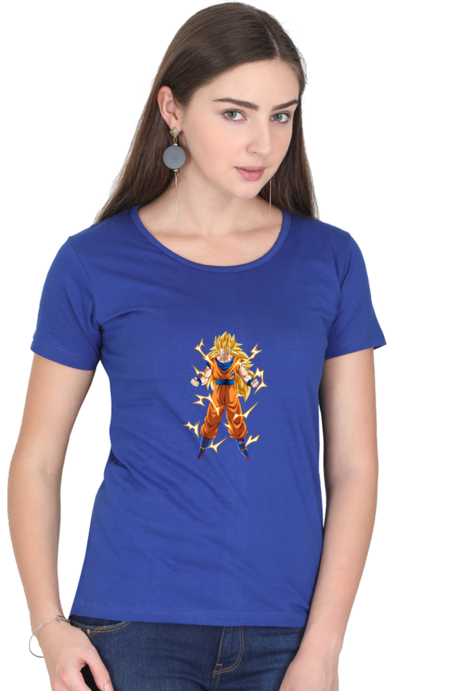 Women's Goku Print Round Neck Half Sleeve