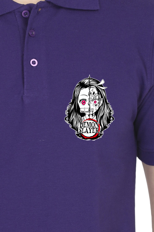 Men's Demon Slayer Print Polo Half Sleeve