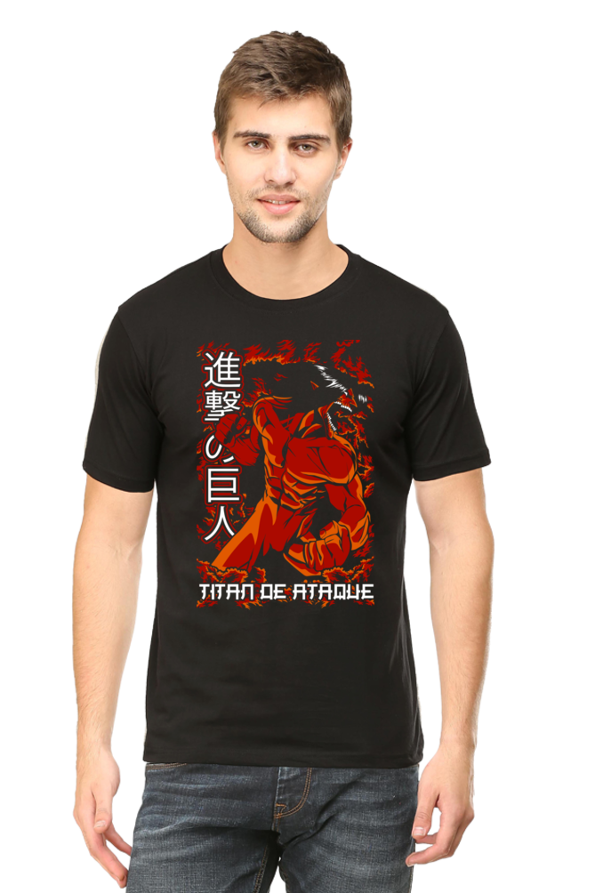 Men's Eren Attack Titan Half Sleeve T-shirt