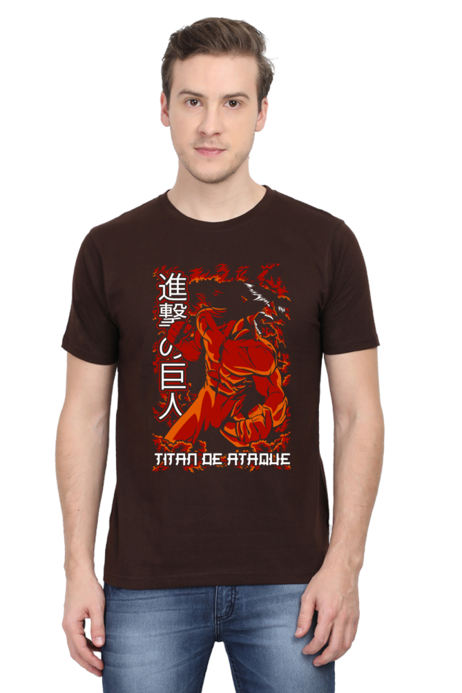 Men's Eren Attack Titan Half Sleeve T-shirt