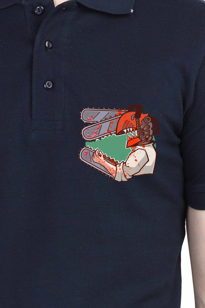 Men's Chainsaw Man Print Polo Half Sleeve