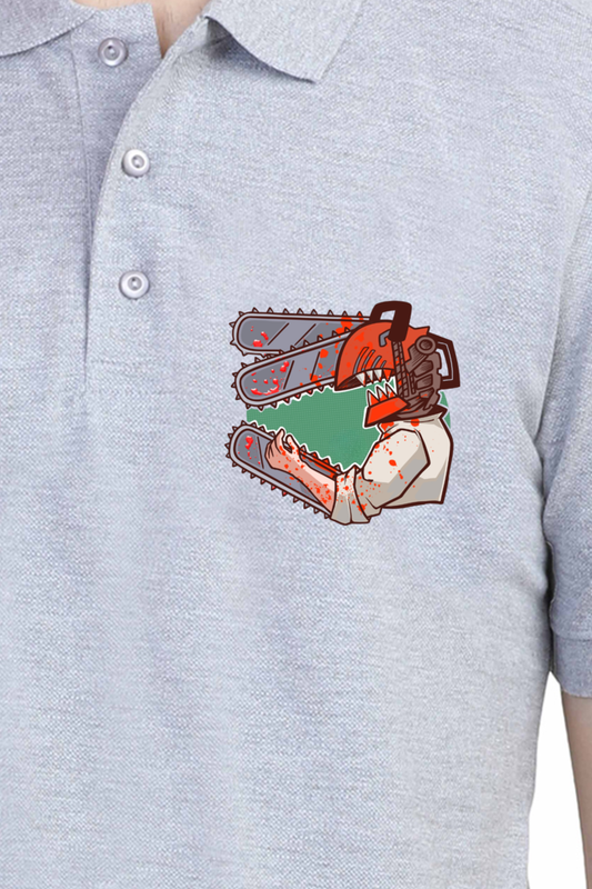 Men's Chainsaw Man Print Polo Half Sleeve