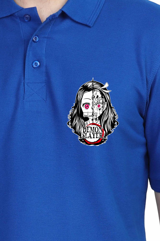 Men's Demon Slayer Print Polo Half Sleeve