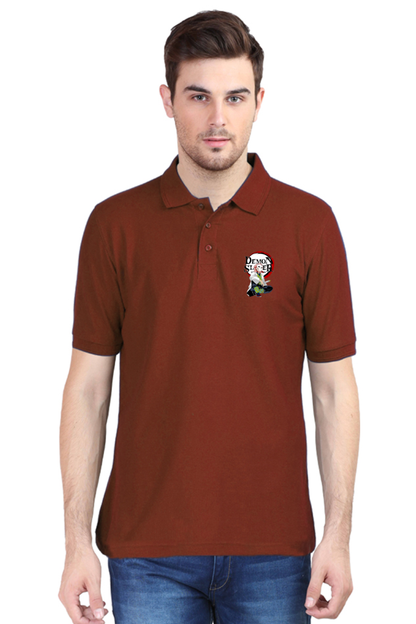 Men's Demon Slayer Print Polo Half Sleeve